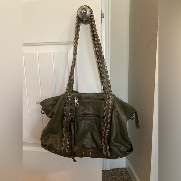 Joelle Hawkins Large Leather Army Green Shoulder & Crossbody Bag. - Picture 2 of 15